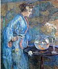 Robert Reid Famous Paintings - Girl in Blue Kimono